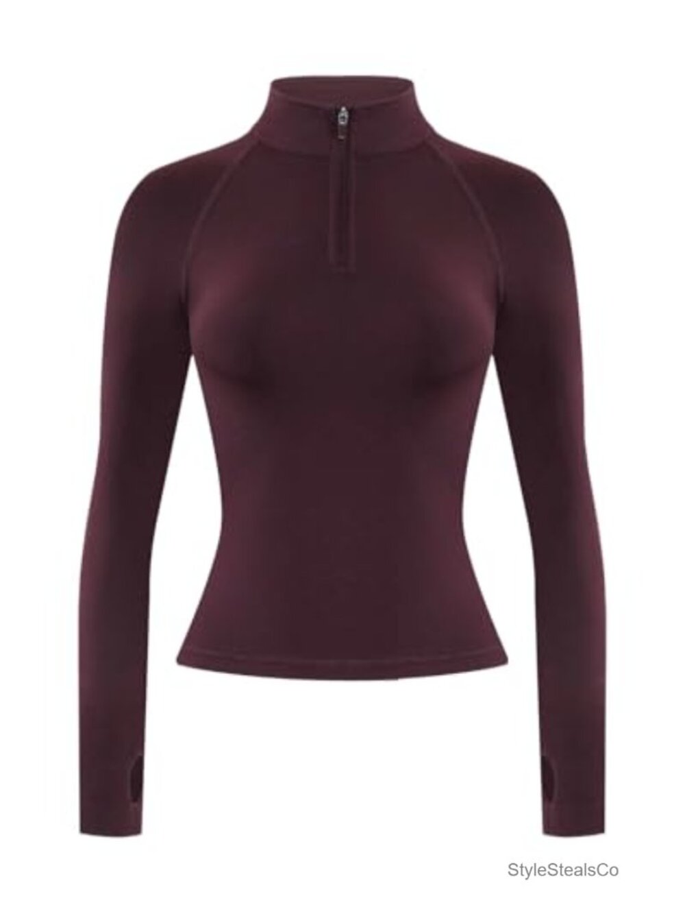 Women's Long Sleeve Half Zip Athletic Jacket Windproof Thumbhole Workout